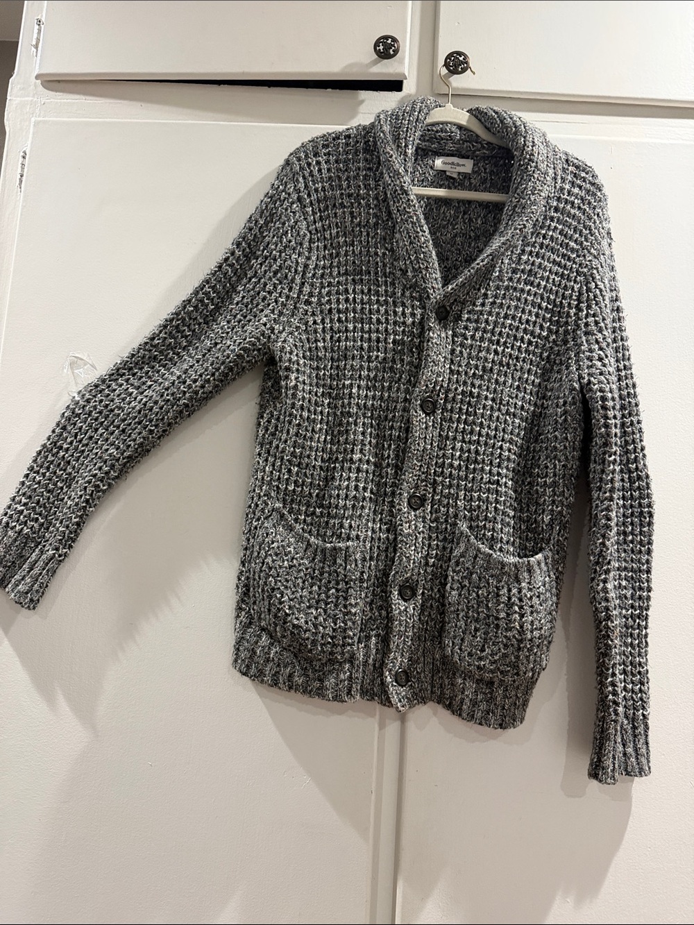 Goodfellow & Co Gray Shawl-Collar Chunky Knit Cardigan